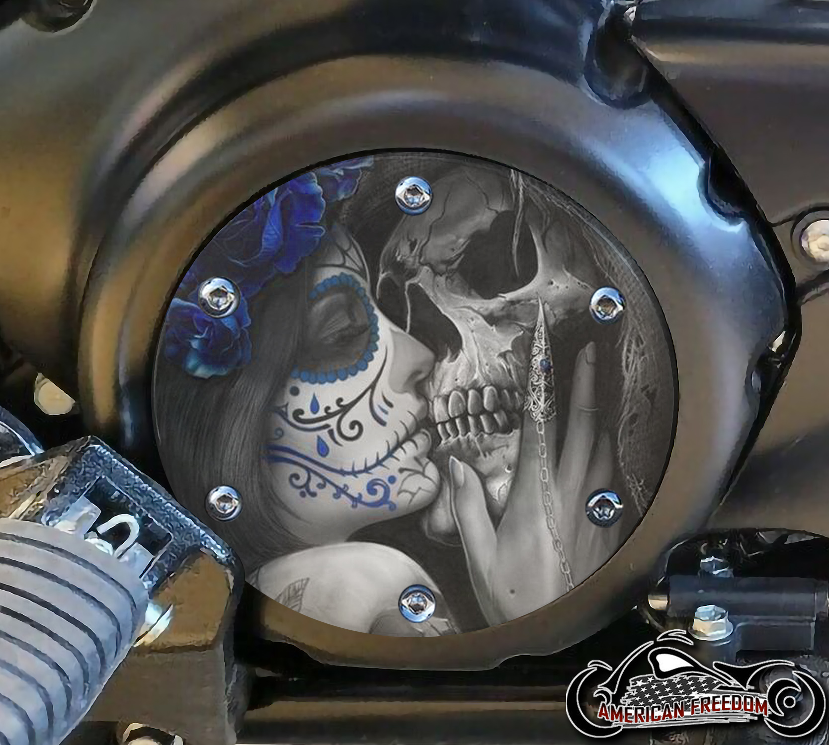 SUZUKI M109R Derby/Engine Cover - Death Kiss Blue